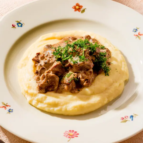 Печень куриная с грибами